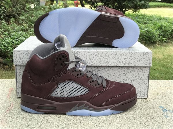 2023 air authentic 5 5s burgundy basketball shoes dz4131-600 deep light graphite silver trainers sports sneakers with original box